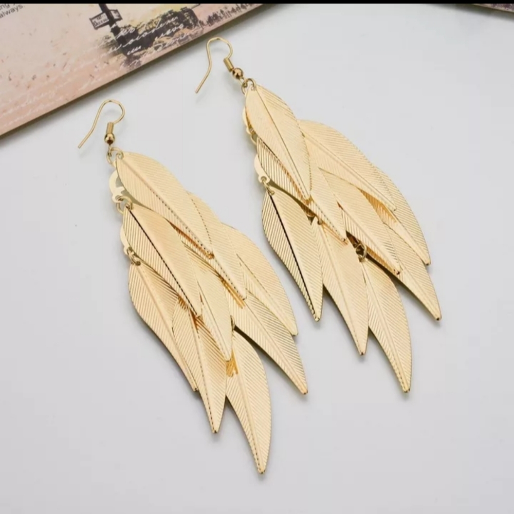 🎀Boho Style Layered Leaf Earrings - Picture 4 of 5
